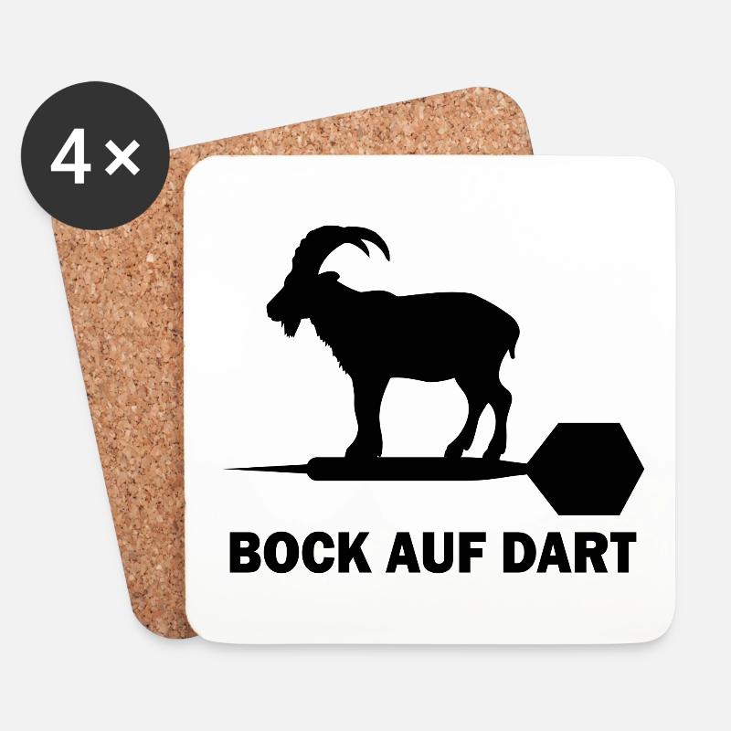 Bock auf Dart Spruch Wurfspieß Geschenk - Untersetzer (4er-Set) - Weiß