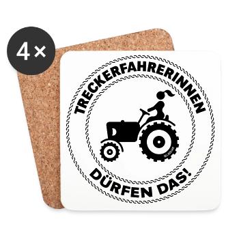 Treckerfahrerinnen Dürfen Das! (Trecker / Traktor) - Untersetzer (4er-Set) - Weiß - Vorne