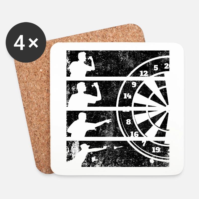 Geschenk Spruch Darts Wurfspieß - Untersetzer (4er-Set) - Weiß