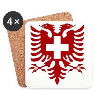 Flag of Albania Switzerland - Coasters (set of 4) - white - Front