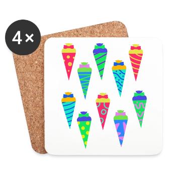 School bag sugar bag School start school start - Coasters (set of 4) - white - Front