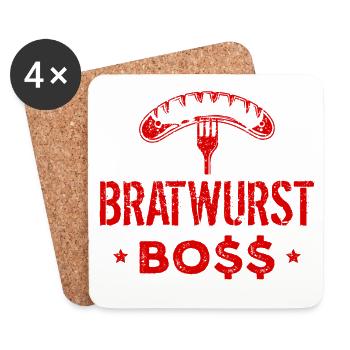 Bratwurst Boss Chefkoch - Untersetzer (4er-Set) - Weiß - Vorne