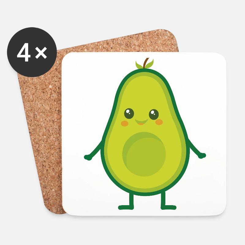 Avocado (Avocado Mann) - Untersetzer (4er-Set) - Weiß