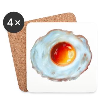 Sun Egg Watercolor - Coasters (set of 4) - white - Front