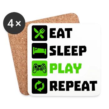 Manger Dormir Répétition Jeux Gamer Gaming - Dessous de verre (lot de 4) - blanc - Devant