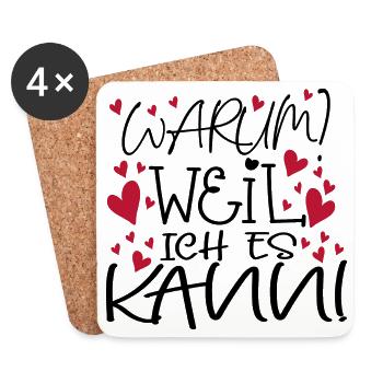 MOTIVATION - WEIL ICH ES KANN - Untersetzer (4er-Set) - Weiß - Vorne