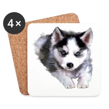 Hund, Husky - Untersetzer (4er-Set) - Weiß - Vorne