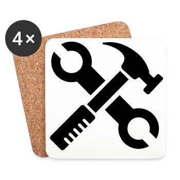 werkzeug tools symbol geschenk tischler Handwerker - Untersetzer (4er-Set) - Weiß - Vorne