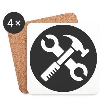 symbole artisan bricolage marteau à outils autofabriqué - Dessous de verre (lot de 4) - blanc - Devant