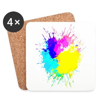 Taches de couleur Huntergrund Coloré Art - Dessous de verre (lot de 4) - blanc - Devant