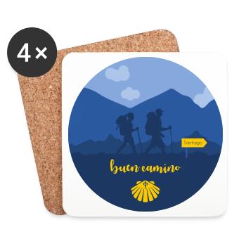 Buen Camino Santiago Man and Woman - Coasters (set of 4) - white - Front