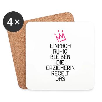Erzieherin - Untersetzer (4er-Set) - Weiß - Vorne