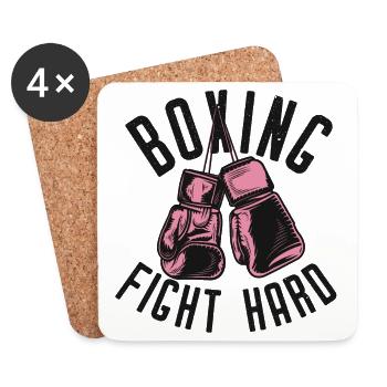 boxing fight hard - Dessous de verre (lot de 4) - blanc - Devant