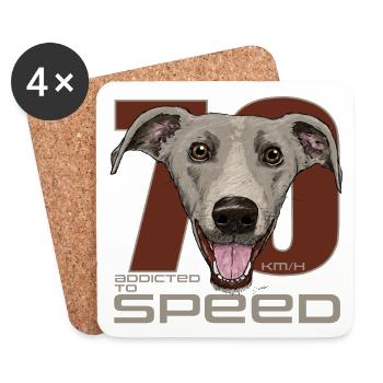 Lévrier chien Greyhound course de chiens sports canins - Dessous de verre (lot de 4) - blanc - Devant