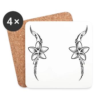 Maori floral - Dessous de verre (lot de 4) - blanc - Devant