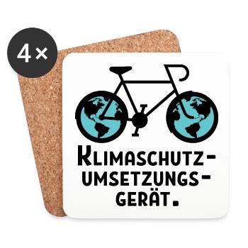 Klimaschutz sport Geschenk Fahrrad Radfahrer - Untersetzer (4er-Set) - Weiß - Vorne
