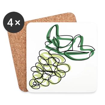 Lineart Grapes - Coasters (set of 4) - white - Front