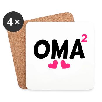 Oma hoch Zwei - Untersetzer (4er-Set) - Weiß - Vorne