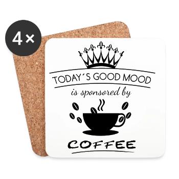 Gute Laune Kaffee | Good Mood - Untersetzer (4er-Set) - Weiß - Vorne