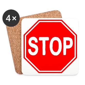 Stop-Schild - Untersetzer (4er-Set) - Weiß - Vorne