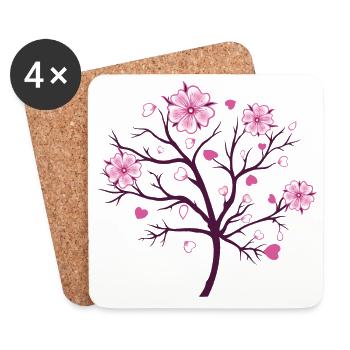 Cherry Blossom Blossoms Sakura Spring - Coasters (set of 4) - white - Front