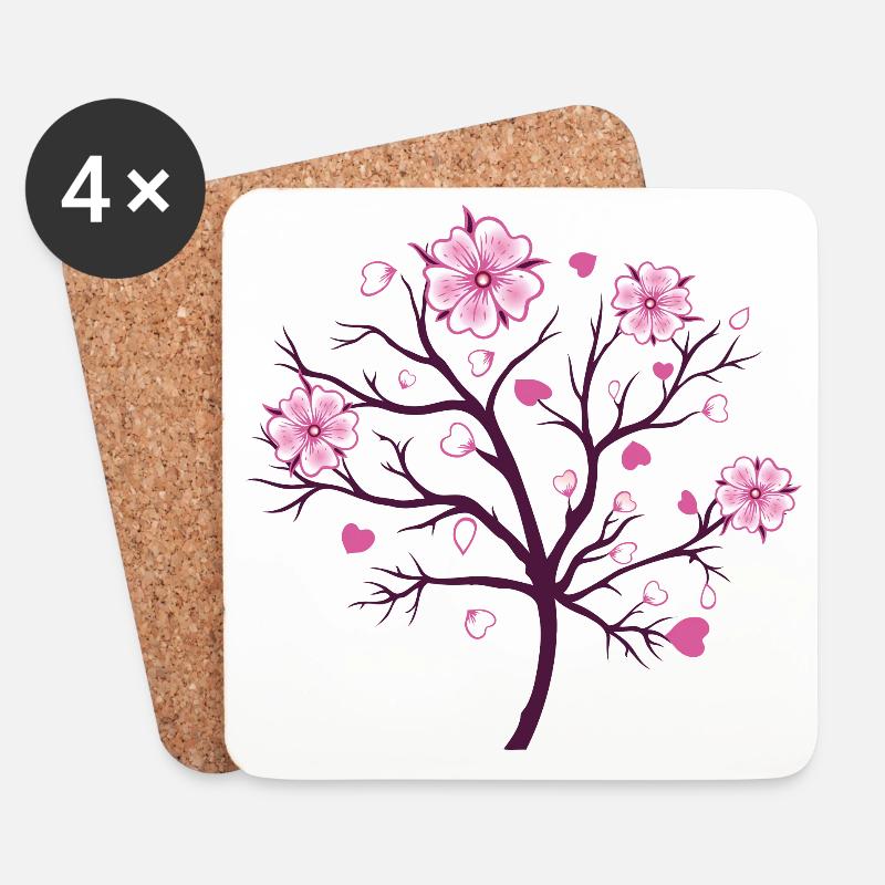 Kirschblüten Blüten Sakura Frühling - Untersetzer (4er-Set) - Weiß