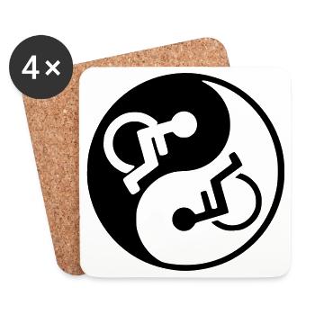 Rollstuhl Yin und Yang Rollstuhl Design * - Untersetzer (4er-Set) - Weiß - Vorne