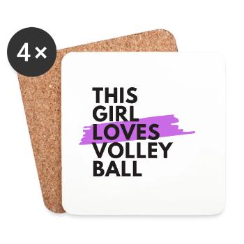 Cette fille adore le volley-ball. - Dessous de verre (lot de 4) - blanc - Devant