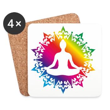 1000 yoga coloré avec silhouette - Dessous de verre (lot de 4) - blanc - Devant