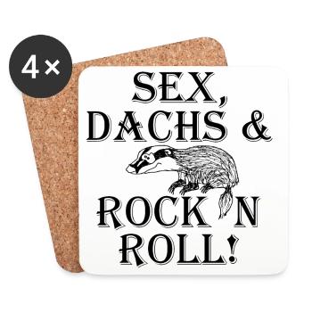 Sex Dachs Rock'n'Roll - Untersetzer (4er-Set) - Weiß - Vorne