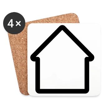 Minimales Hausumriss-Icon für Haus und Eigentum - Untersetzer (4er-Set) - Weiß - Vorne