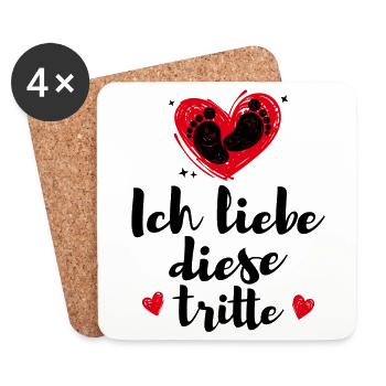 Amour bébé ventre coeur Enceinte Déclaration Pieds bébé - Dessous de verre (lot de 4) - blanc - Devant