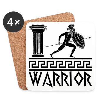 Griechischer Krieger schwarze Hoplite - Untersetzer (4er-Set) - Weiß - Vorne