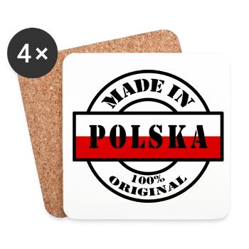 MADE IN POLSKA Poland Poland Flag Gift - Coasters (set of 4) - white - Front