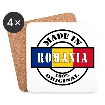 MADE IN Romania né en Roumanie Cadeau - Dessous de verre (lot de 4) - blanc - Devant