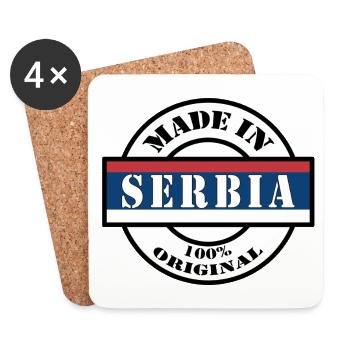 MADE IN SERBIA Republic of Serbia Srbija Gift - Coasters (set of 4) - white - Front