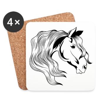 cheval tête - Dessous de verre (lot de 4) - blanc - Devant
