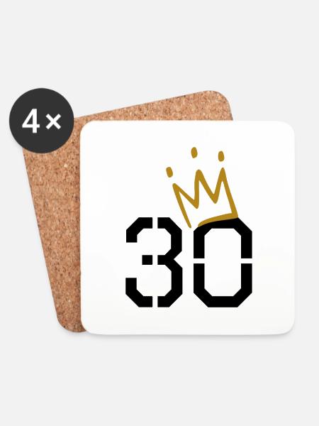 30 Jahre alt - 30 Krone - 30 Geburtstag - Untersetzer (4er-Set) - Weiß