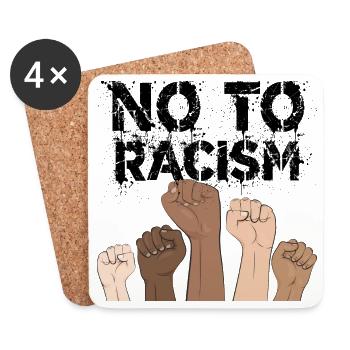 no to racism fists - contre le racisme - Dessous de verre (lot de 4) - blanc - Devant