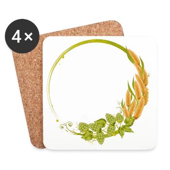 Houblon vert et céréales Cadre - Dessous de verre (lot de 4) - blanc - Devant