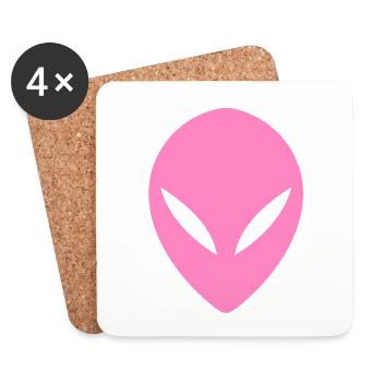 Ufo Alien Head Pink - Coasters (set of 4) - white - Front