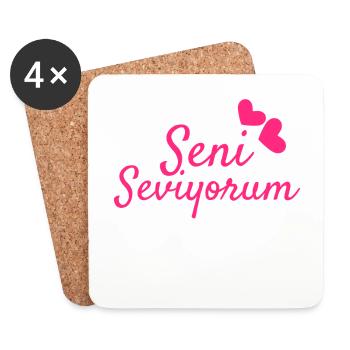 Seni Seviyorum turc - Dessous de verre (lot de 4) - blanc - Devant