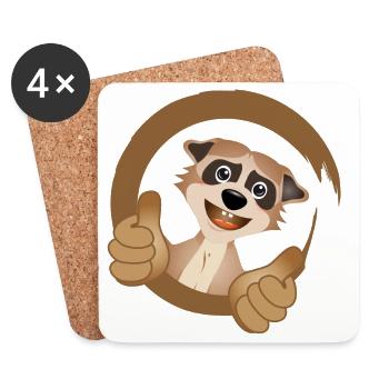 Suricate cool avec le pouce en l’air - Dessous de verre (lot de 4) - blanc - Devant