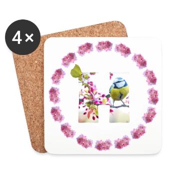 printemps oiseau papillon h - Dessous de verre (lot de 4) - blanc - Devant