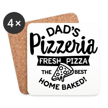 Dad's Pizzeria hausgemachte Pizza Vati Vatertag - Untersetzer (4er-Set) - Weiß - Vorne