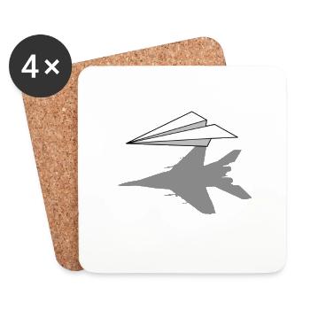 Ombre avion en papier - Dessous de verre (lot de 4) - blanc - Devant