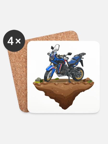 Africa Twin Enduro | Earth // Blau - Untersetzer (4er-Set) - Weiß