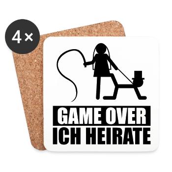 Game over ich heirate Braut Geschenk Hochzeit Ehe - Untersetzer (4er-Set) - Weiß - Vorne