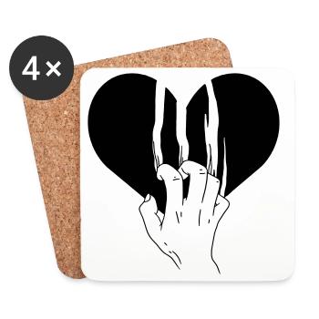 Broken Heart Torn Love - Coasters (set of 4) - white - Front