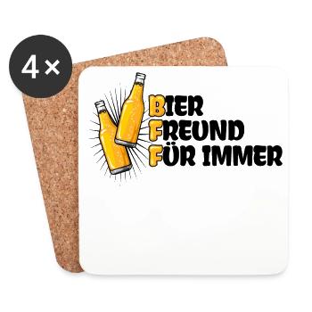 Bier Beste Freunde Lustige Sprüche - Untersetzer (4er-Set) - Weiß - Vorne